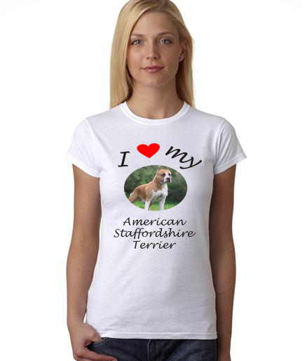 Dogs - I Heart My American Staffordshire Terrier on Womans Shirt